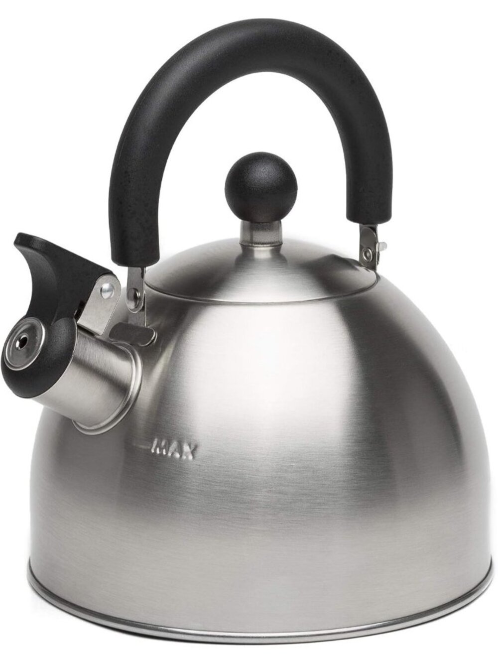 Kitchen Silver Whistling Stainless Steel Stove Top with Black Handle Tea Kettle